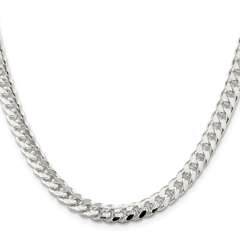 Sterlingsilber 7mm Gewölbt mit Seite Diamantiert Panzer Halskette