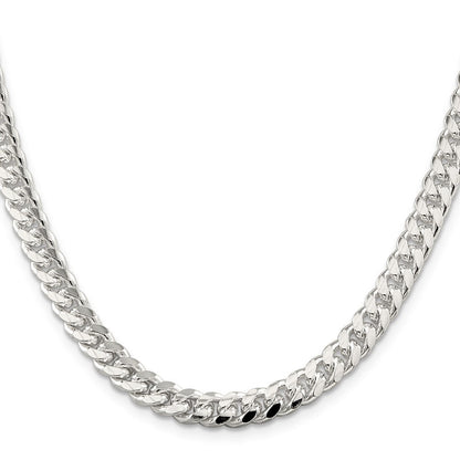 Sterlingsilber 7mm Gewölbt mit Seite Diamantiert Panzer Halskette