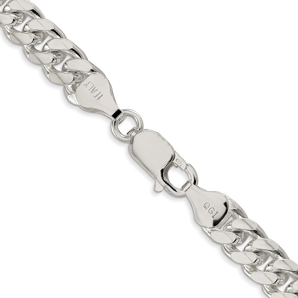 Sterlingsilber 7mm Gewölbt mit Seite Diamantiert Panzer Halskette