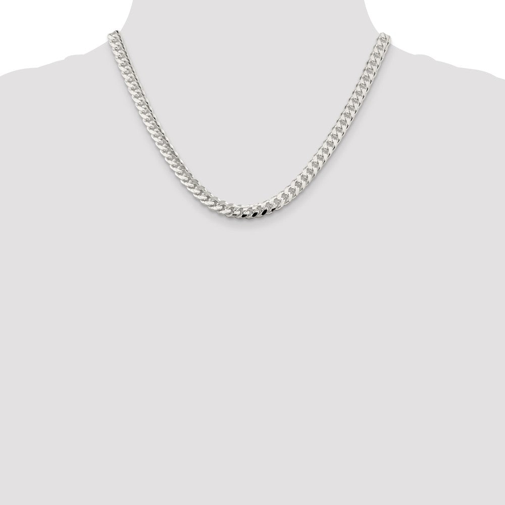 Sterlingsilber 7mm Gewölbt mit Seite Diamantiert Panzer Halskette