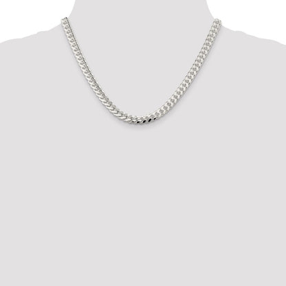 Sterlingsilber 7mm Gewölbt mit Seite Diamantiert Panzer Halskette