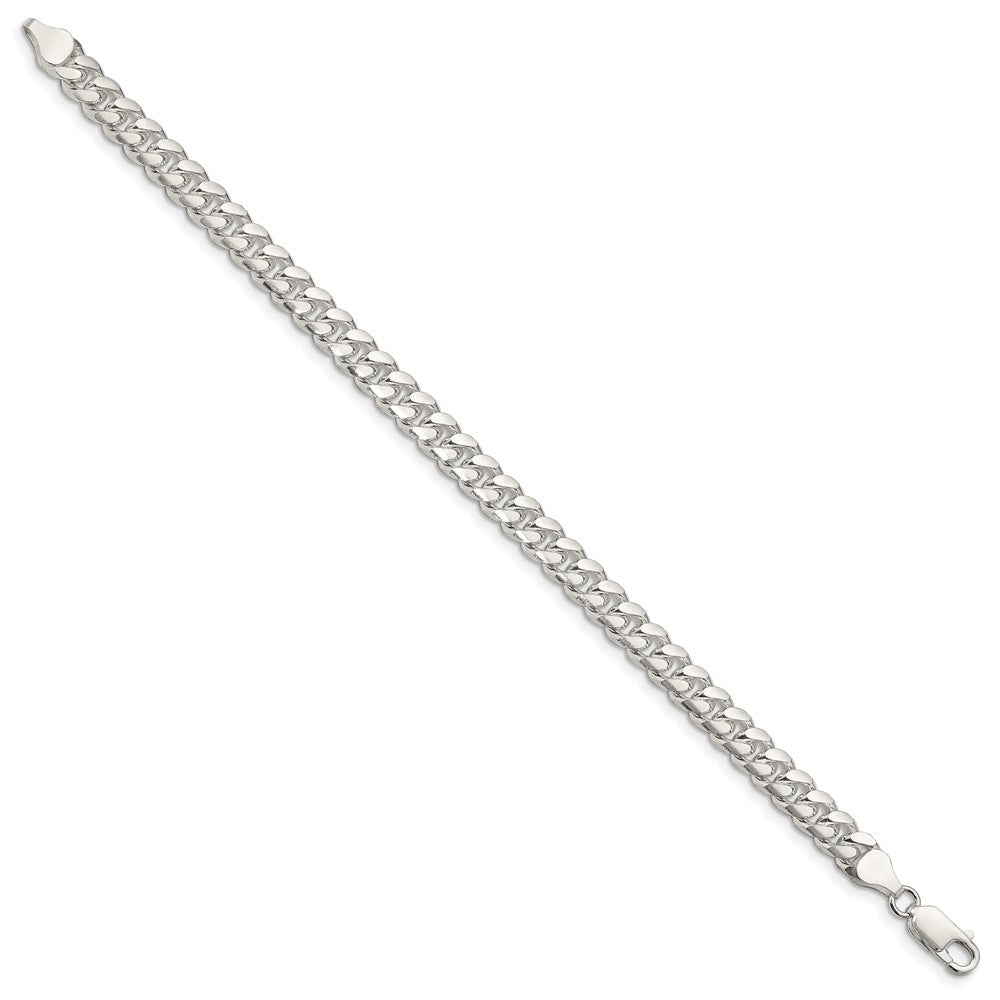 Sterlingsilber 7mm Gewölbt mit Seite Diamantiert Panzer Gliederarmband