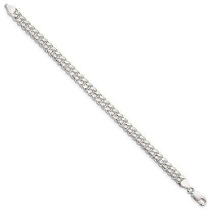 Sterlingsilber 7mm Gewölbt mit Seite Diamantiert Panzer Gliederarmband