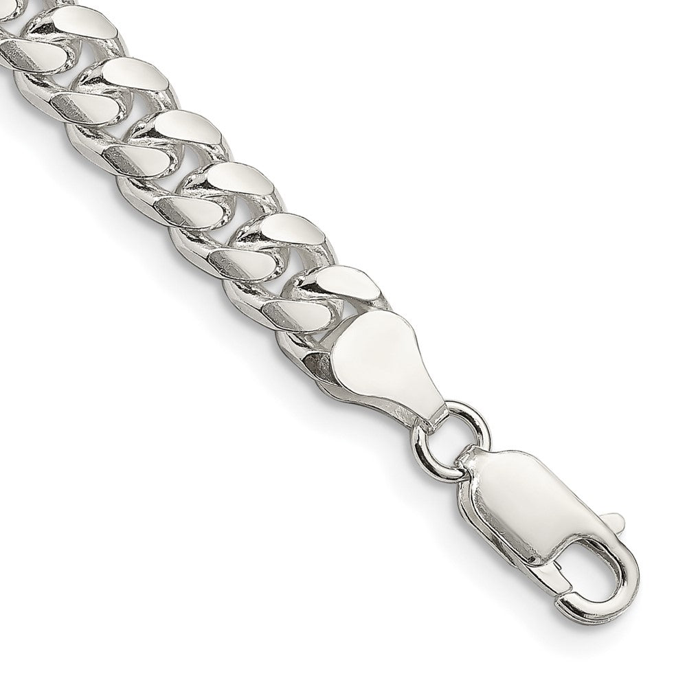 Sterlingsilber 7mm Gewölbt mit Seite Diamantiert Panzer Gliederarmband