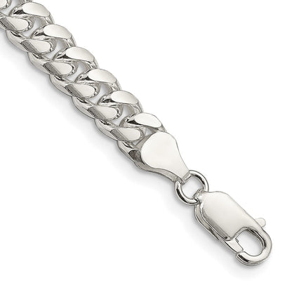 Sterlingsilber 7mm Gewölbt mit Seite Diamantiert Panzer Gliederarmband