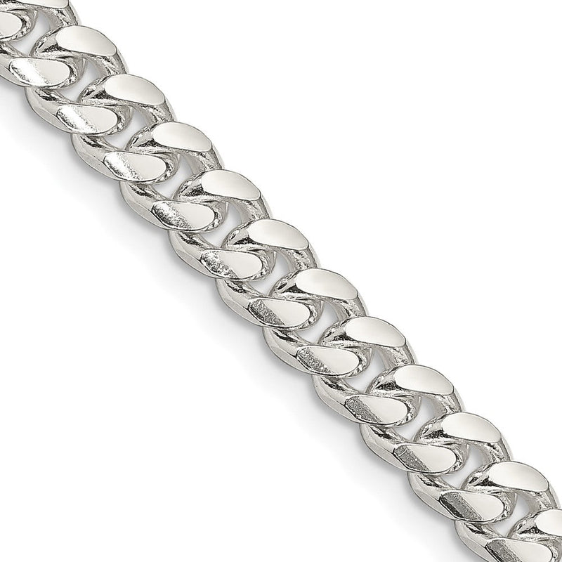 Sterlingsilber 7mm Gewölbt mit Seite Diamantiert Panzer Halskette