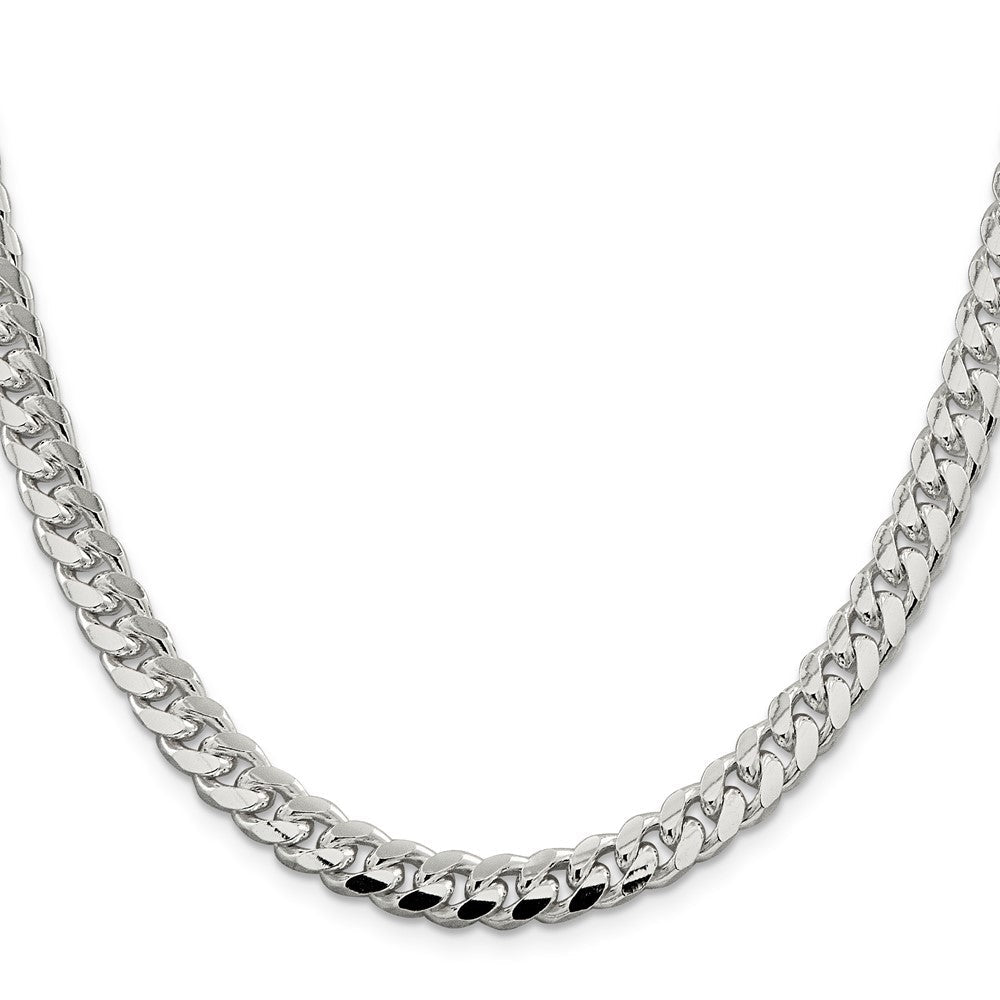 Sterlingsilber 7.35mm Gewölbt mit Seite Diamantiert Panzer Halskette