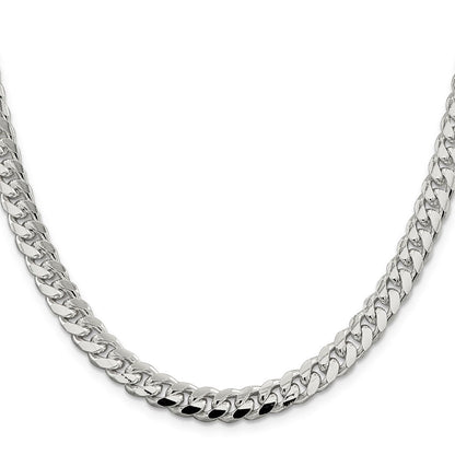 Sterlingsilber 7.35mm Gewölbt mit Seite Diamantiert Panzer Halskette