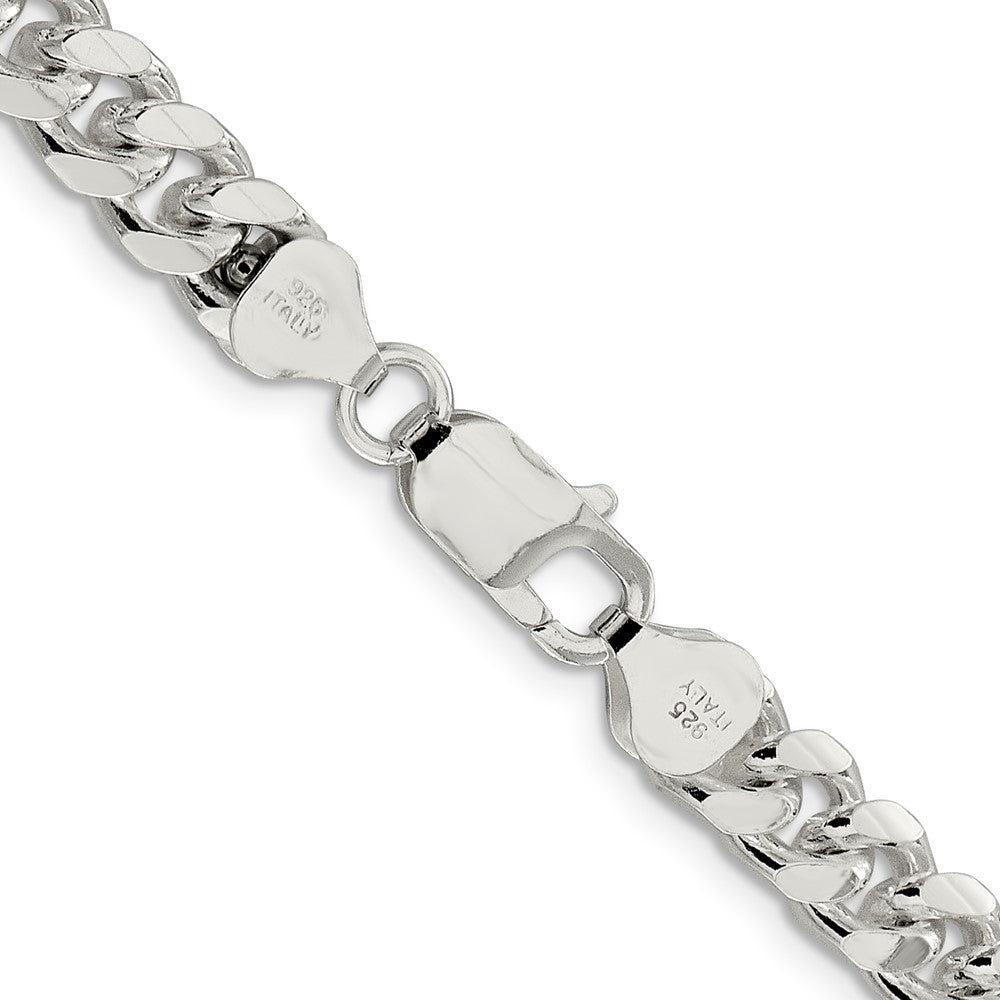 Sterlingsilber 7.35mm Gewölbt mit Seite Diamantiert Panzer Halskette