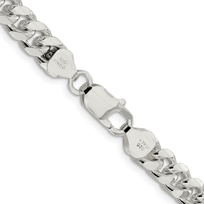 Sterlingsilber 7.35mm Gewölbt mit Seite Diamantiert Panzer Halskette