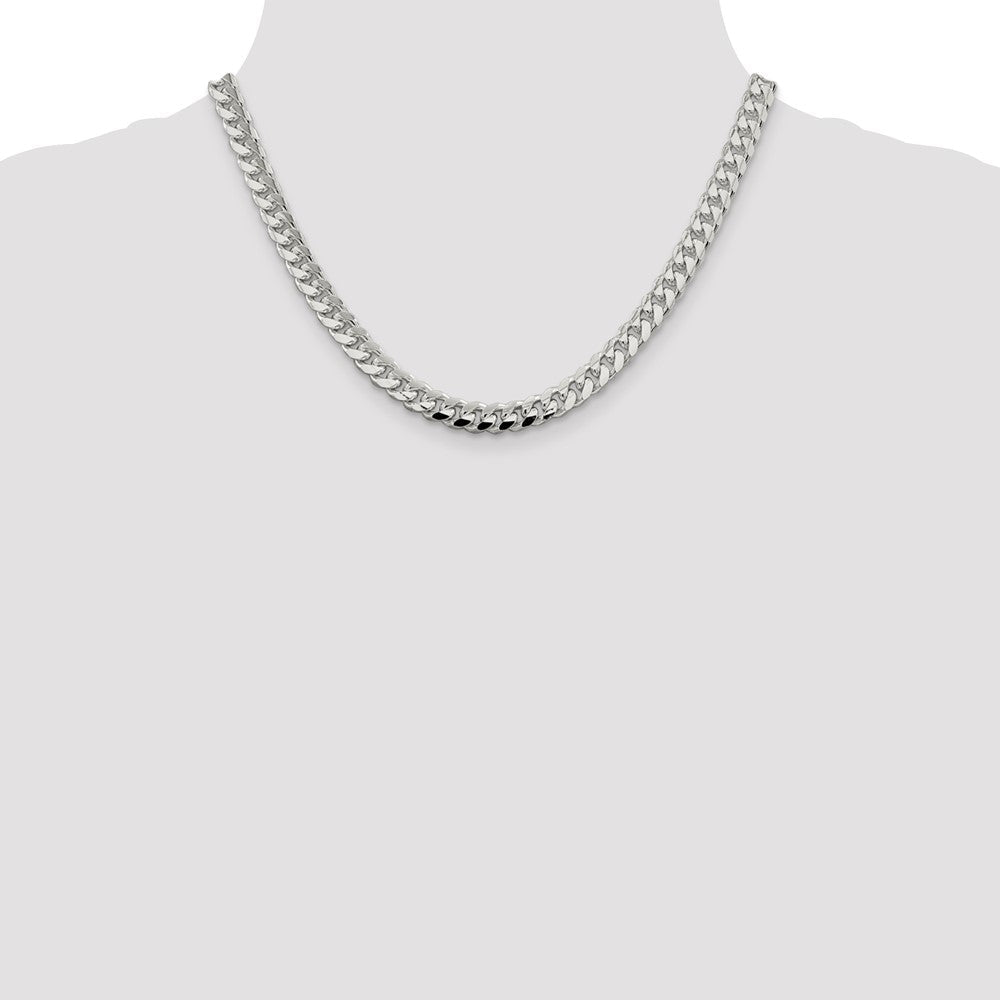 Sterlingsilber 7.35mm Gewölbt mit Seite Diamantiert Panzer Halskette