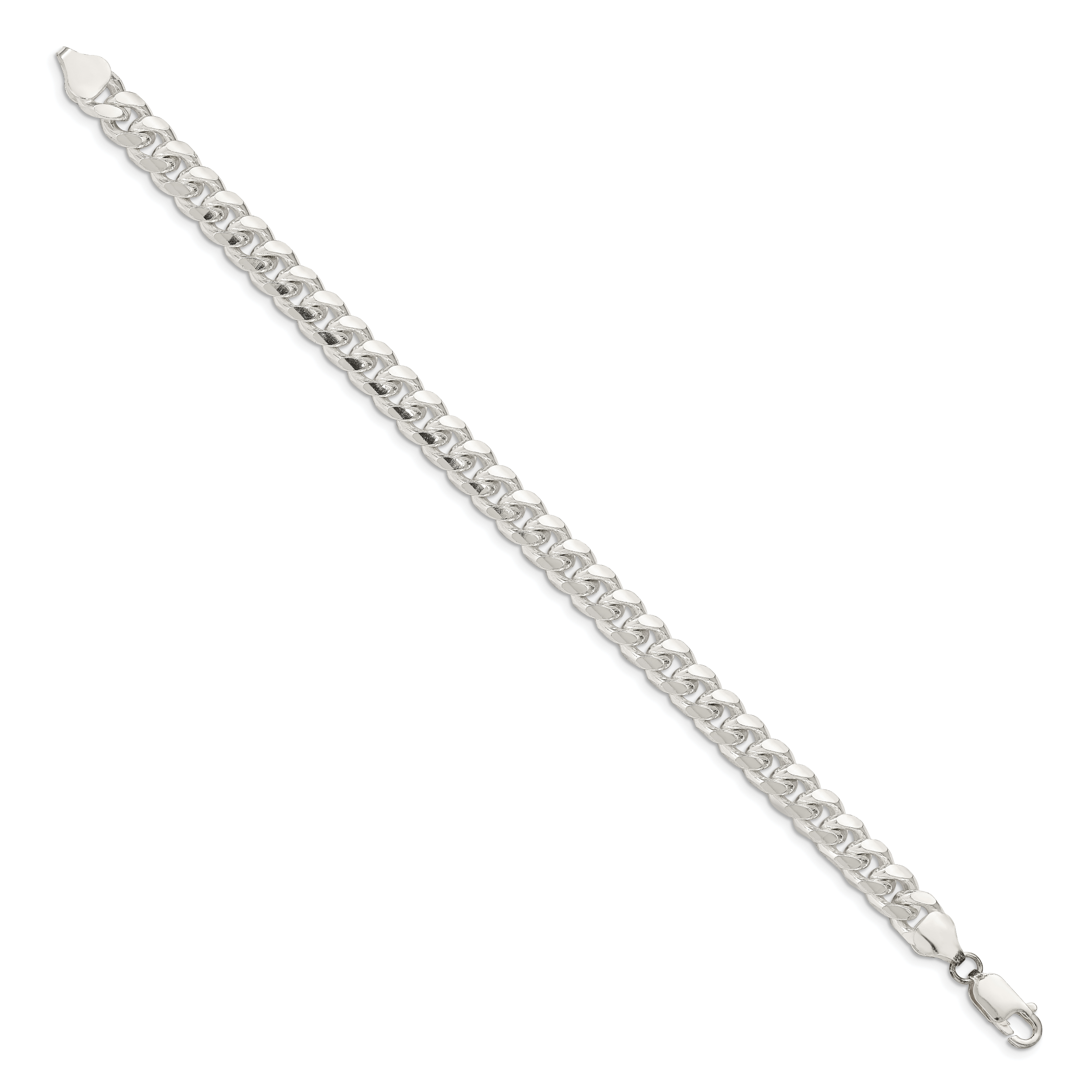Sterlingsilber 7.35mm Gewölbt mit Seite Diamantiert Panzer Gliederarmband