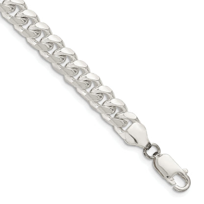 Sterlingsilber 7.35mm Gewölbt mit Seite Diamantiert Panzer Gliederarmband