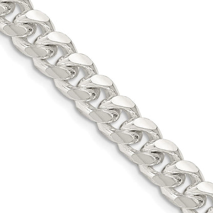 Sterlingsilber 7.35mm Gewölbt mit Seite Diamantiert Panzer Halskette