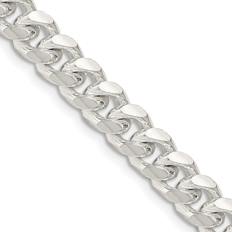 Sterlingsilber 7.35mm Gewölbt mit Seite Diamantiert Panzer Halskette