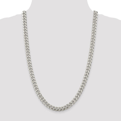 26 Zoll Sterlingsilber 8.5mm Gewölbt mit Seite Diamantiert Panzer Halskette