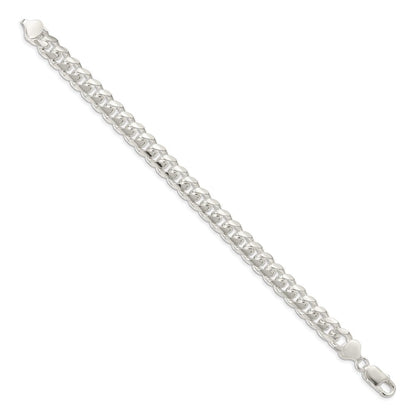 Sterlingsilber 8.5mm Gewölbt mit Seite Diamantiert Panzer Gliederarmband