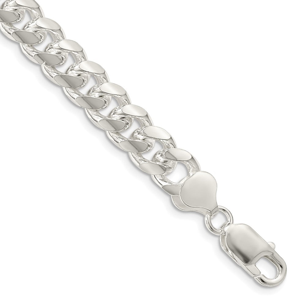 Sterlingsilber 8.5mm Gewölbt mit Seite Diamantiert Panzer Gliederarmband