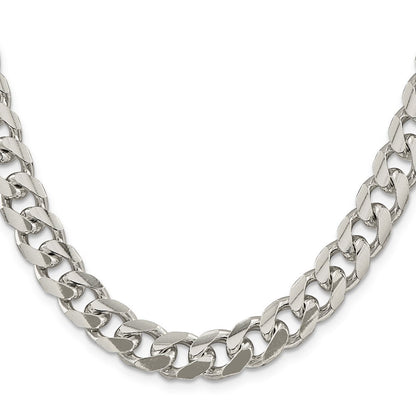 Sterlingsilber 10.5mm Gewölbt mit Seite Diamantiert Panzer Halskette