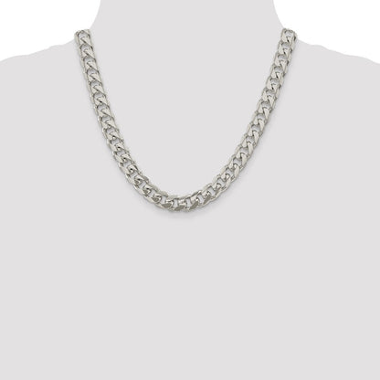 Sterlingsilber 10.5mm Gewölbt mit Seite Diamantiert Panzer Halskette