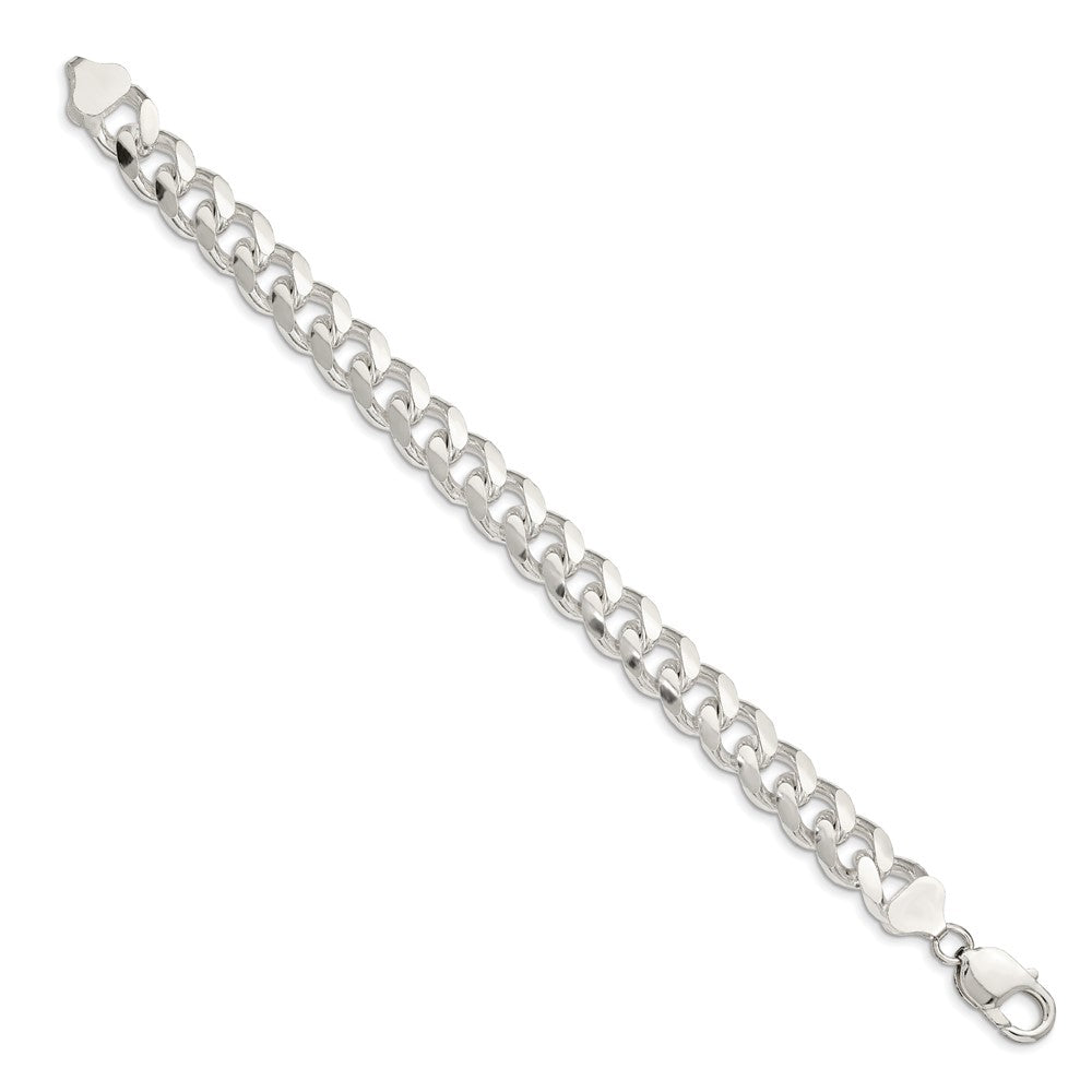 Sterlingsilber 10.5mm Gewölbt mit Seite Diamantiert Panzer Gliederarmband
