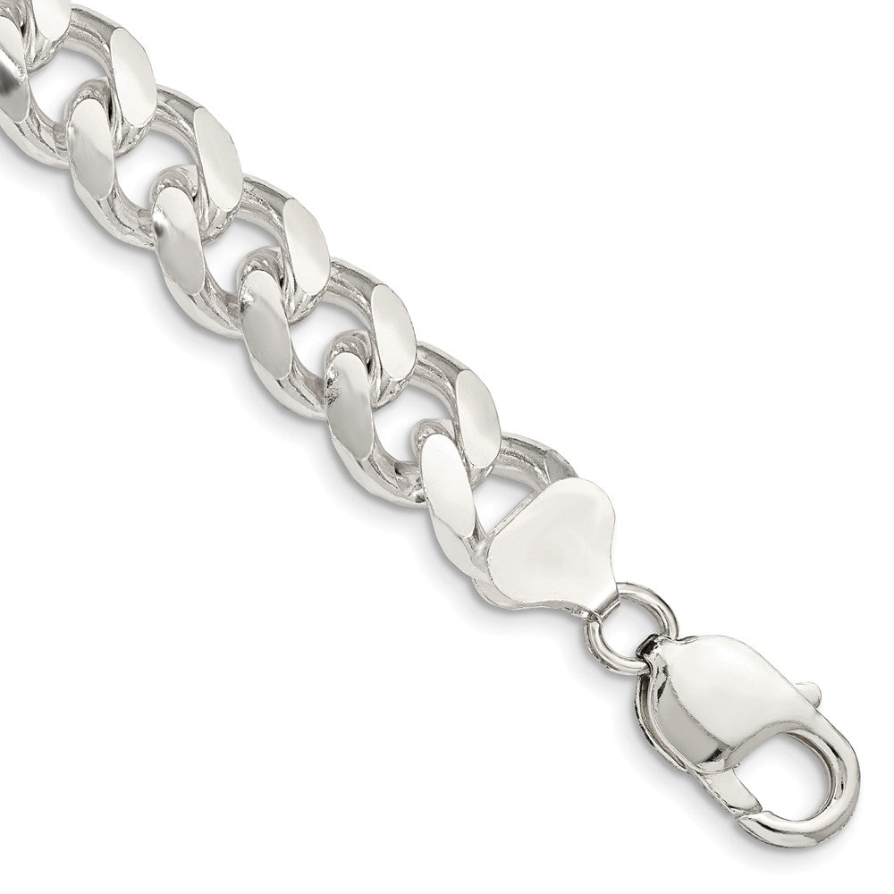 Sterlingsilber 10.5mm Gewölbt mit Seite Diamantiert Panzer Gliederarmband