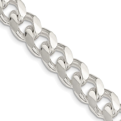 Sterlingsilber 10.5mm Gewölbt mit Seite Diamantiert Panzer Halskette