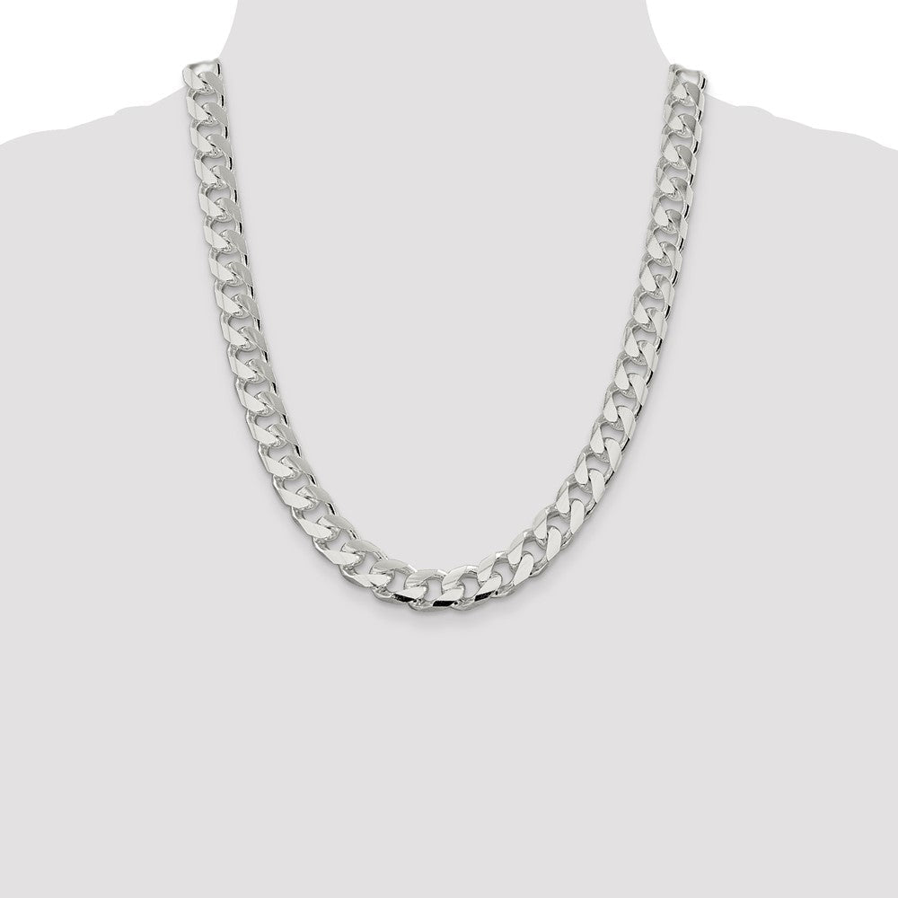 Sterlingsilber 11mm Gewölbt mit Seite Diamantiert Panzer Halskette