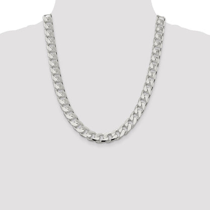 Sterlingsilber 11mm Gewölbt mit Seite Diamantiert Panzer Halskette