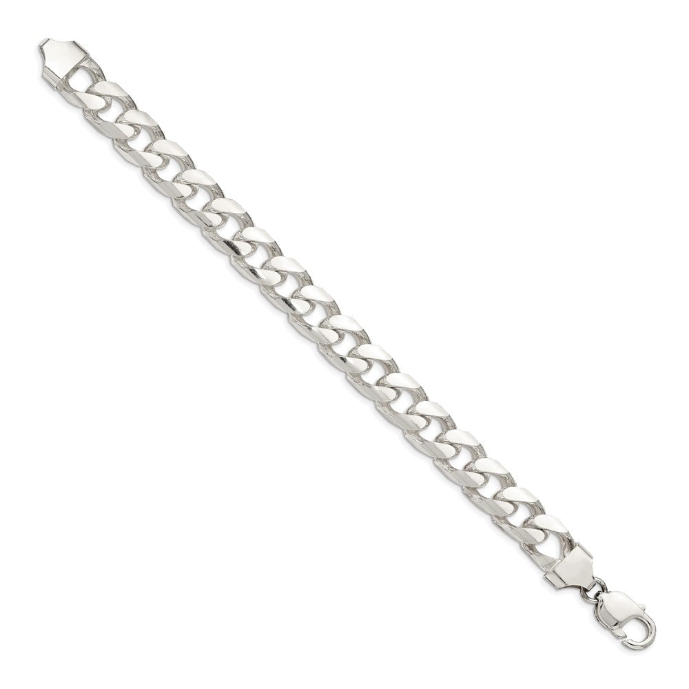 Sterlingsilber 11mm Gewölbt mit Seite Diamantiert Panzer Gliederarmband