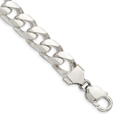 Sterlingsilber 11mm Gewölbt mit Seite Diamantiert Panzer Gliederarmband