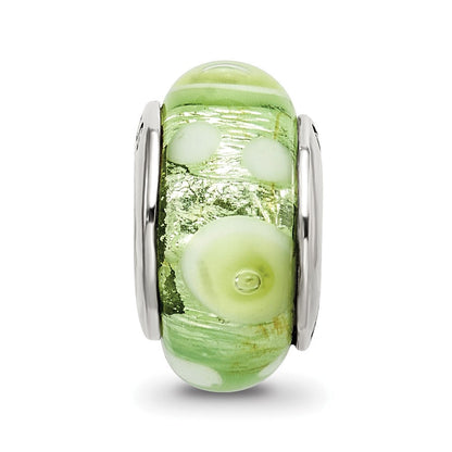 Sterlingsilber Reflections Grün/white Hand-blown Glas Perle