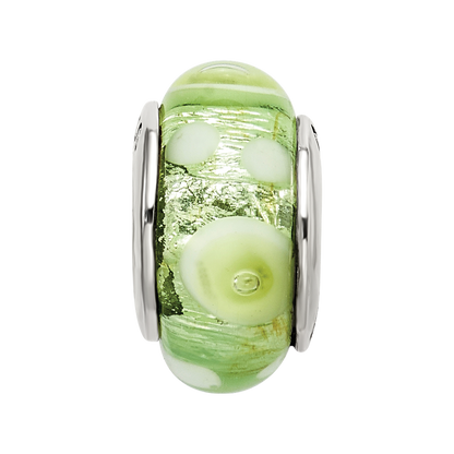 Sterlingsilber Reflections Grün/white Hand-blown Glas Perle