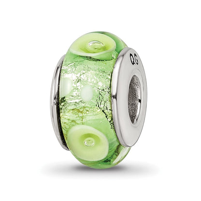 Sterlingsilber Reflections Grün/white Hand-blown Glas Perle
