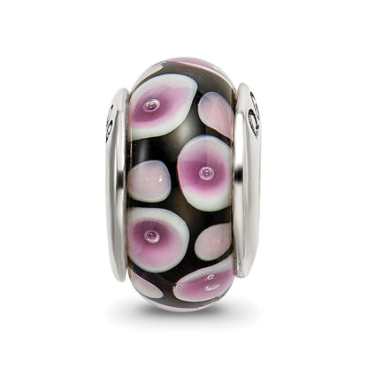 Sterlingsilber Reflections Lila/black Hand-blown Glas Perle