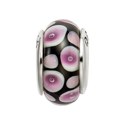Sterlingsilber Reflections Lila/black Hand-blown Glas Perle