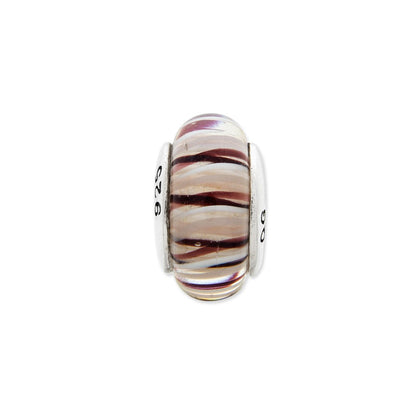 Sterlingsilber Reflections Braun/white Hand-blown Glas Perle