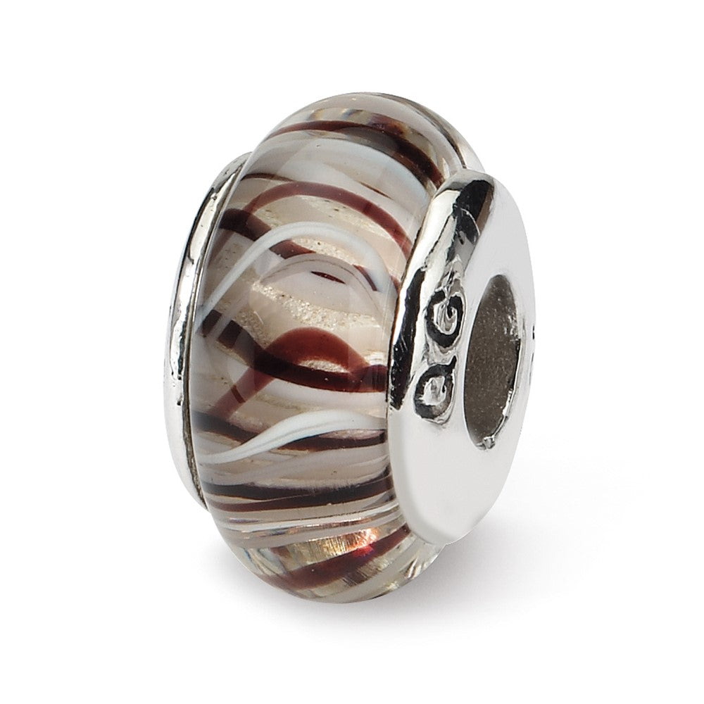 Sterlingsilber Reflections Braun/white Hand-blown Glas Perle