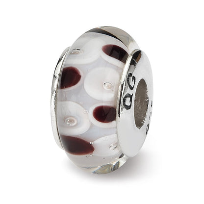 Sterlingsilber Reflections Braun/white Hand-blown Glas Perle