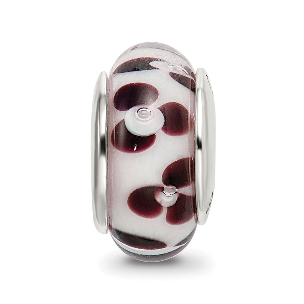Sterlingsilber Reflections Braun Blumen Hand-blown Glas Perle