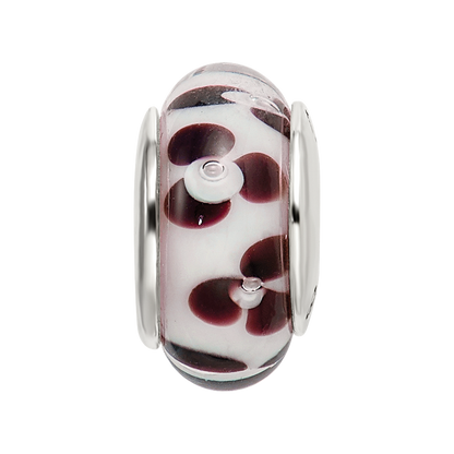 Sterlingsilber Reflections Braun Blumen Hand-blown Glas Perle