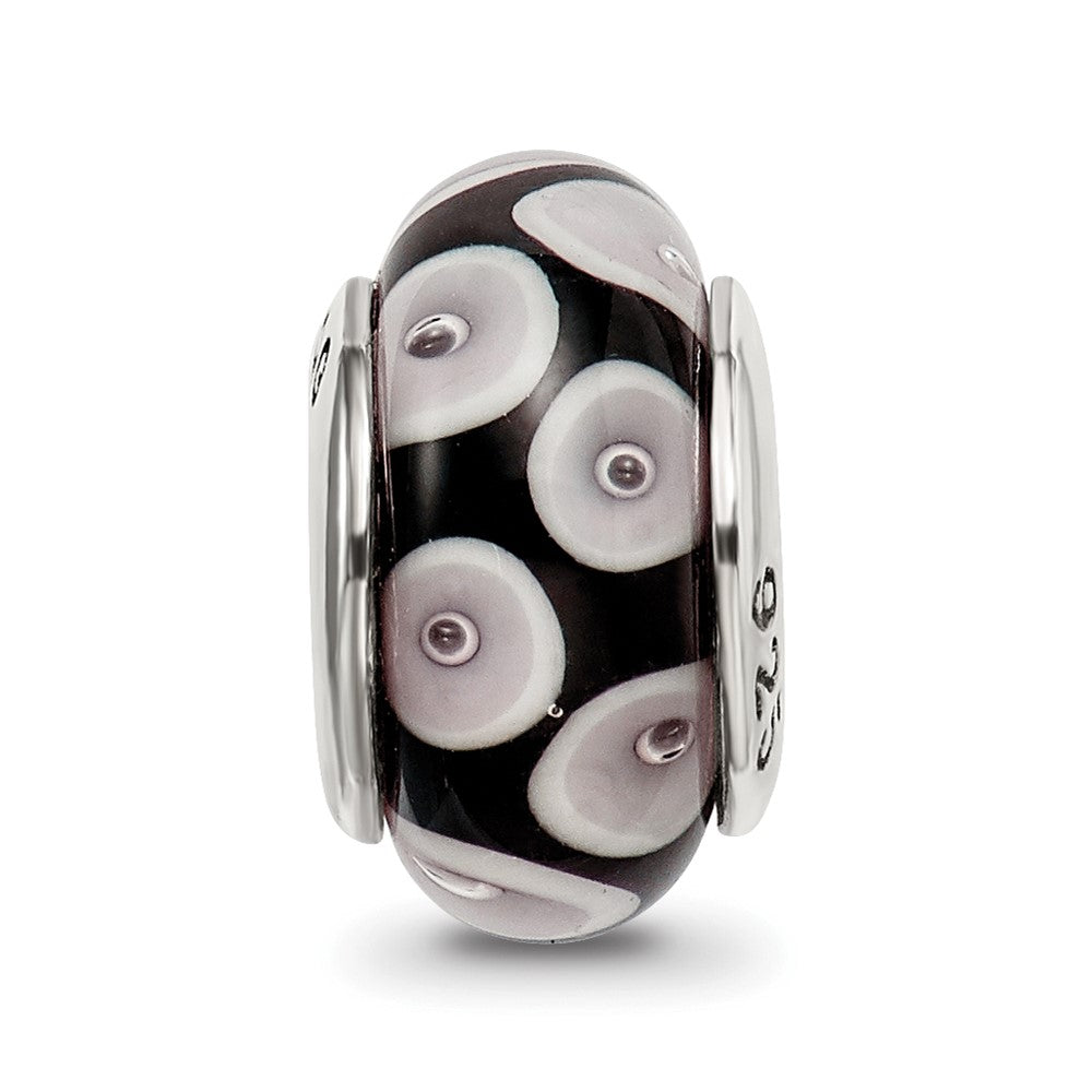 Sterlingsilber Reflections Schwarz/grey Hand-blown Glas Perle
