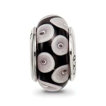 Sterlingsilber Reflections Schwarz/grey Hand-blown Glas Perle