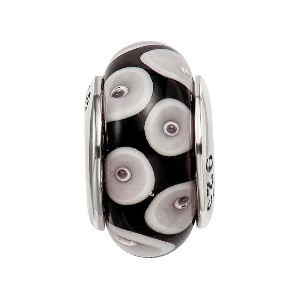 Sterlingsilber Reflections Schwarz/grey Hand-blown Glas Perle