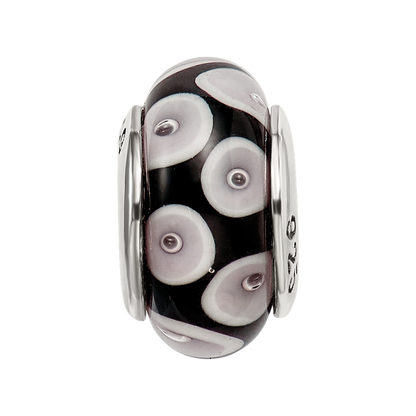 Sterlingsilber Reflections Schwarz/grey Hand-blown Glas Perle