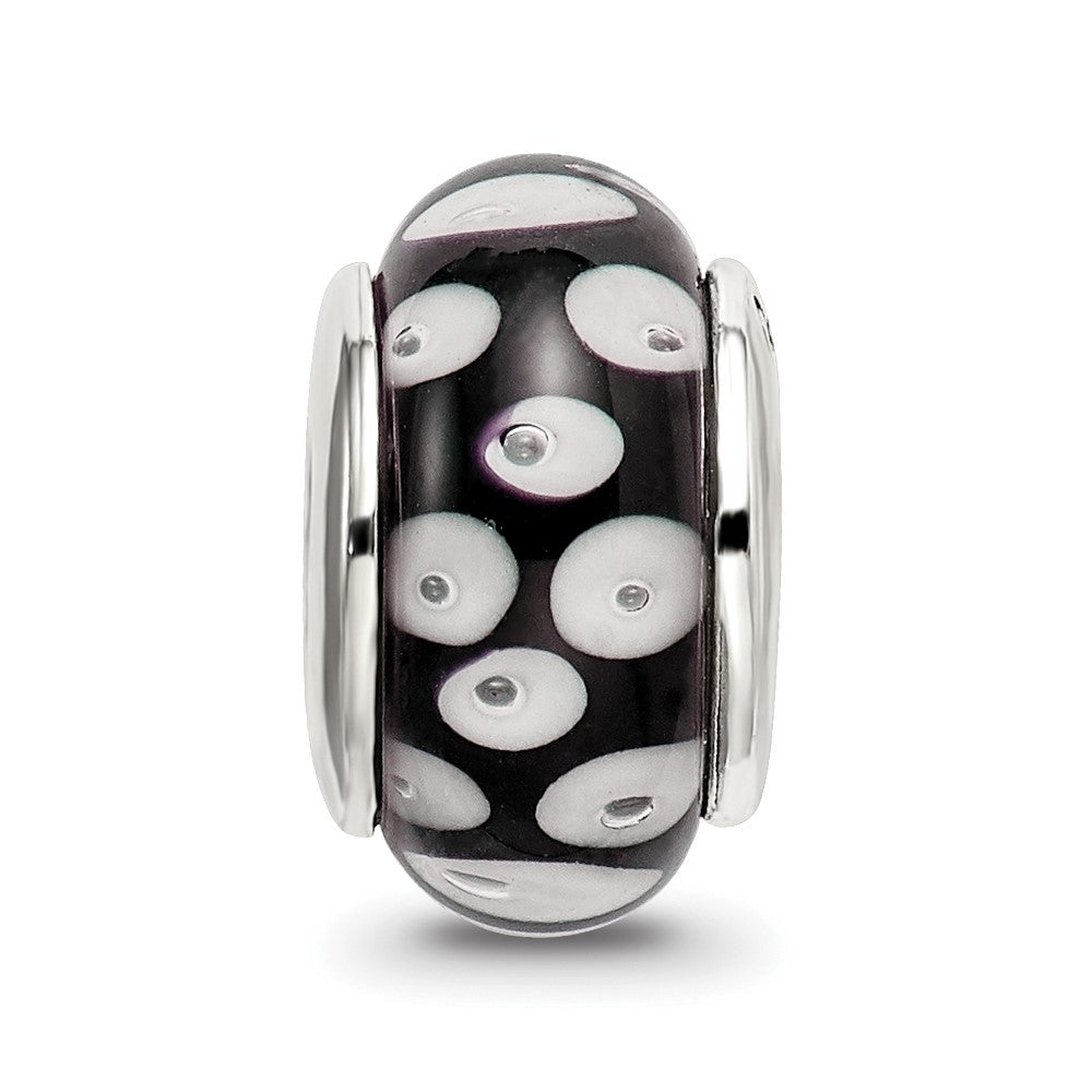 Sterlingsilber Reflections Schwarz/white Hand-blown Glas Perle