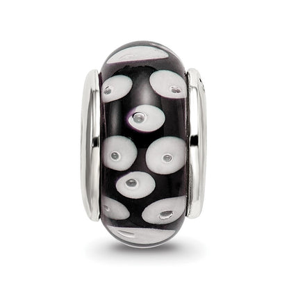 Sterlingsilber Reflections Schwarz/white Hand-blown Glas Perle