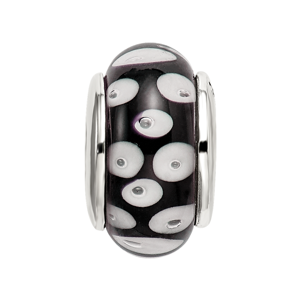 Sterlingsilber Reflections Schwarz/white Hand-blown Glas Perle