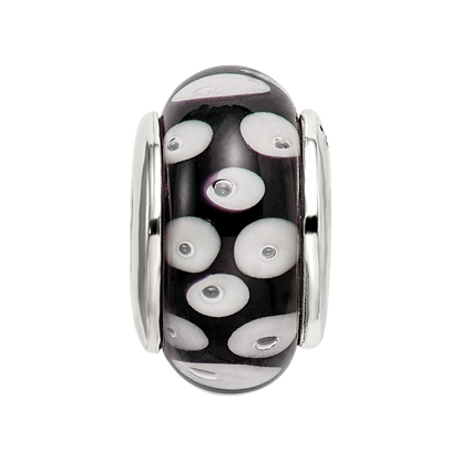 Sterlingsilber Reflections Schwarz/white Hand-blown Glas Perle