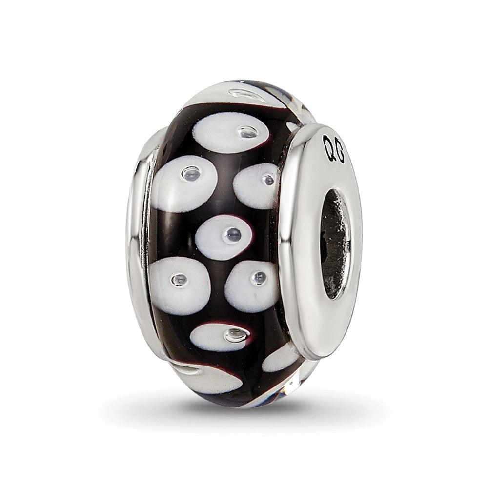 Sterlingsilber Reflections Schwarz/white Hand-blown Glas Perle